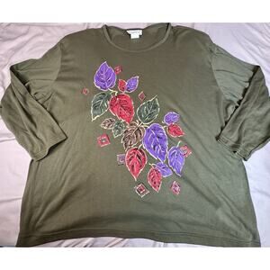 Vintage Combinations Plus Green Fall Leaf Graphic Size 26W
